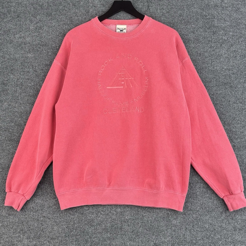 Vintage Oarsman 913 Sweatshirt Mens XL Pink Rock Roll Hall of Fame Cleveland USA